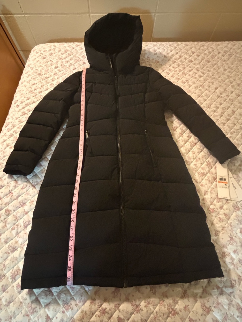 Calvin Klein Women’s Black Hooded Long Quilted Puffer Coat (NWT)